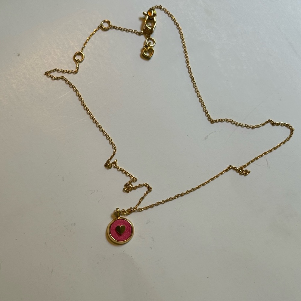 Gold and Pink Heart Pendant Necklace